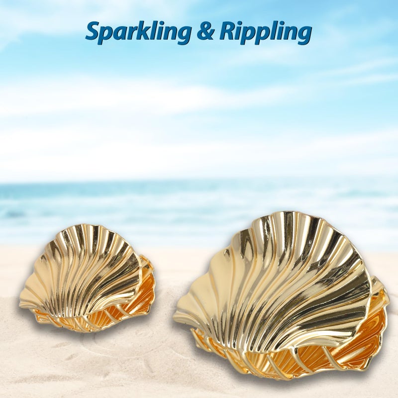 PKRFCJ 2 Pcs Shell Claw Clip, Gold Shell Hair Clip Fashionable and Cute Suitable for Most Hair Styles Suitable Gifts for Girls (3.74 Inches and 2.16 Inches) - Image 3